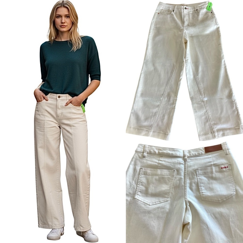 Peace Love World Natural Wide Leg Jeans Size 14 New with Tags Winter White